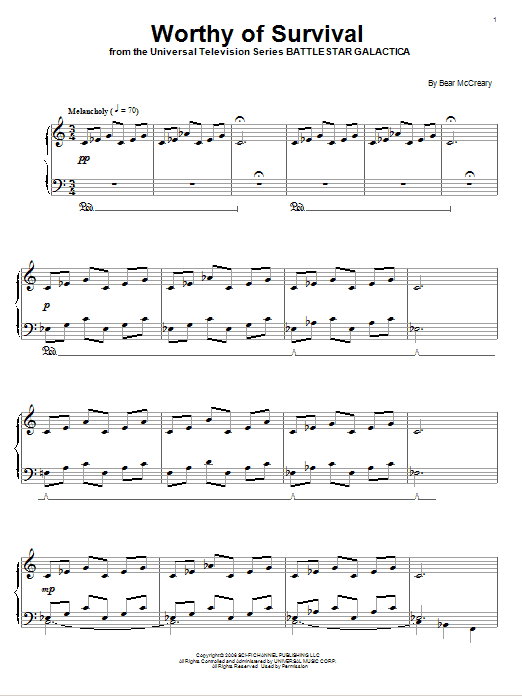 Bear McCreary Worthy Of Survival sheet music notes and chords arranged for Piano Solo