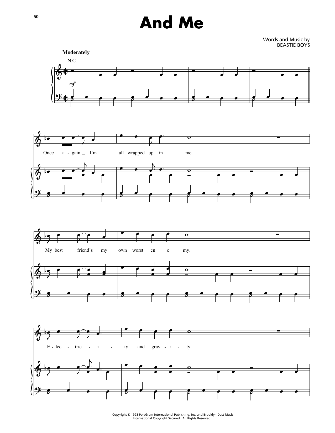 Beastie Boys And Me sheet music notes and chords arranged for Piano, Vocal & Guitar Chords (Right-Hand Melody)