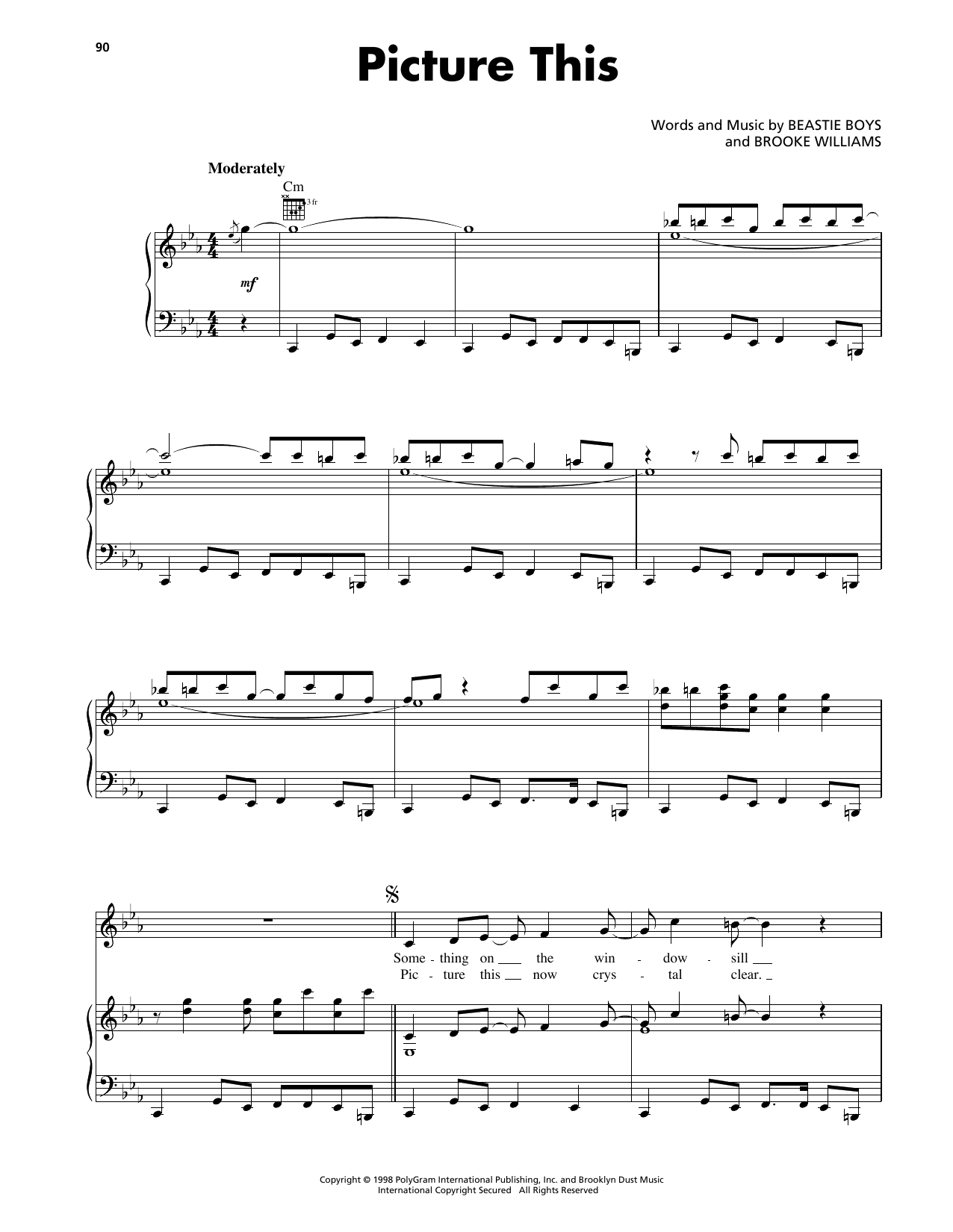 Beastie Boys Picture This sheet music notes and chords arranged for Piano, Vocal & Guitar Chords (Right-Hand Melody)