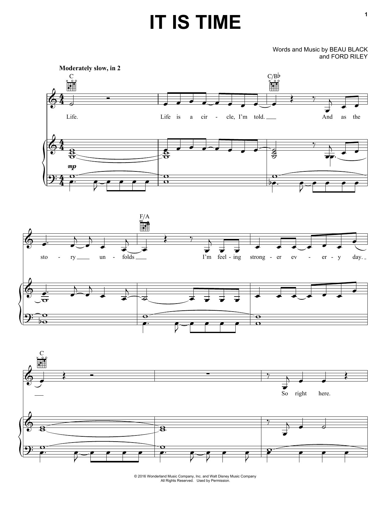 Beau Black It Is Time sheet music notes and chords arranged for Piano, Vocal & Guitar Chords (Right-Hand Melody)
