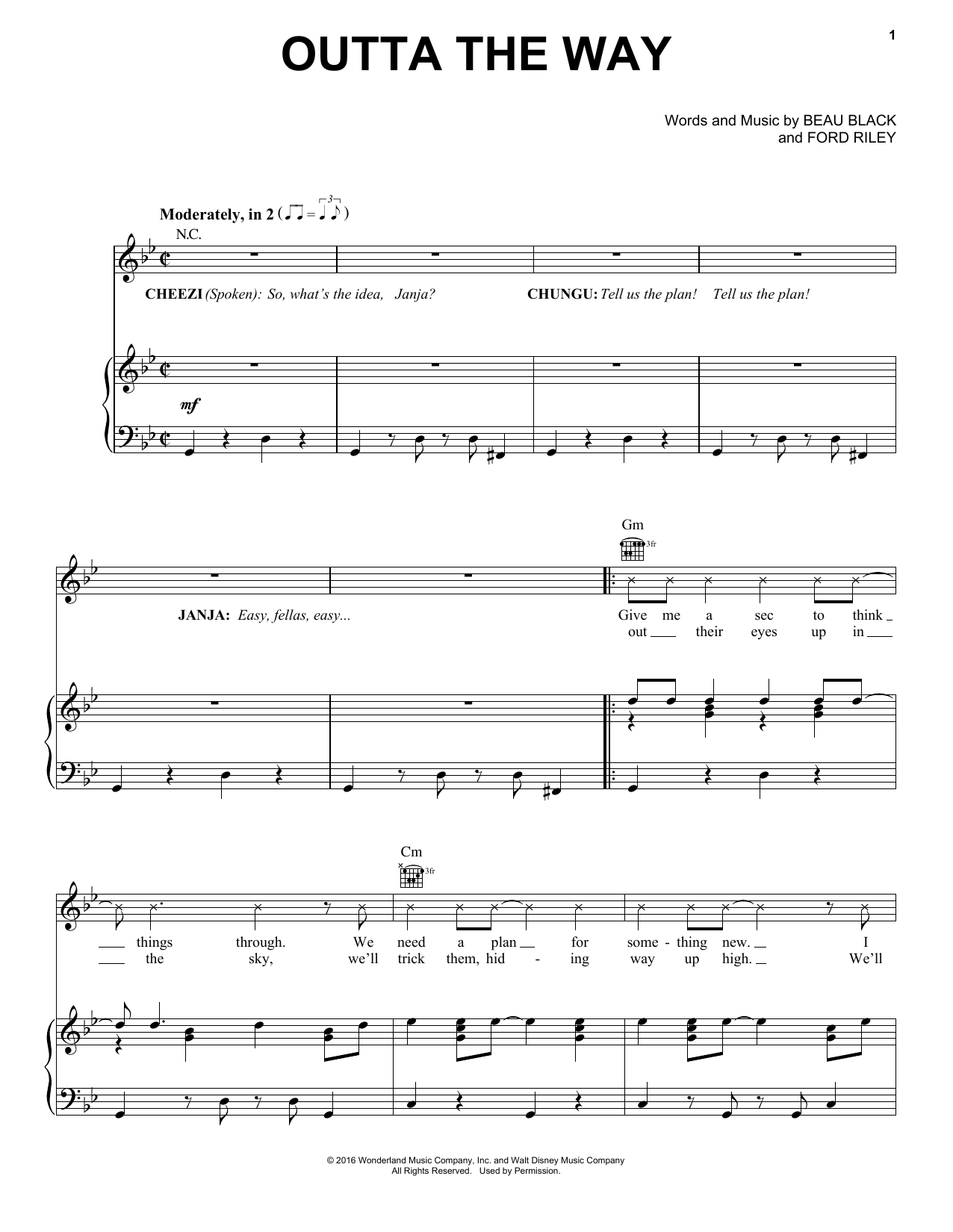 Beau Black Outta The Way sheet music notes and chords arranged for Piano, Vocal & Guitar Chords (Right-Hand Melody)