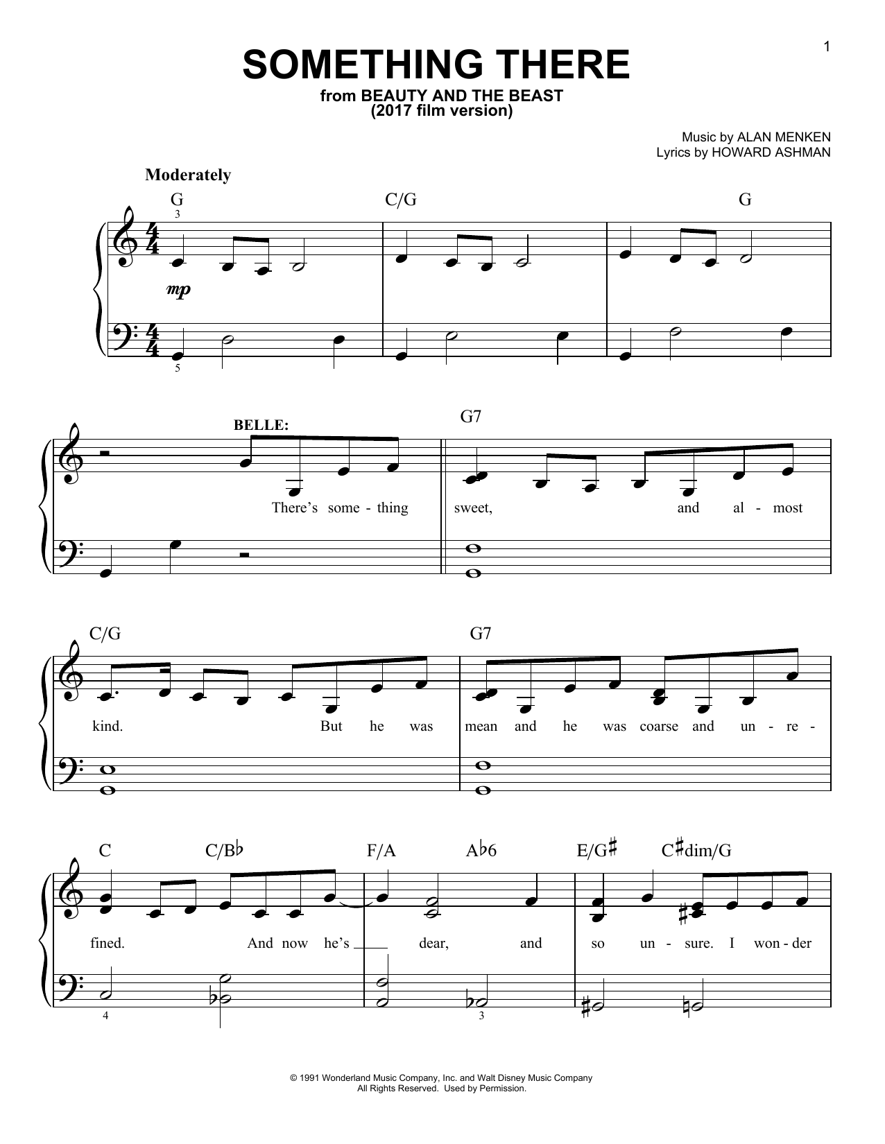 Beauty and the Beast Cast Something There (from Beauty And The Beast) (2017) sheet music notes and chords arranged for Piano, Vocal & Guitar Chords (Right-Hand Melody)
