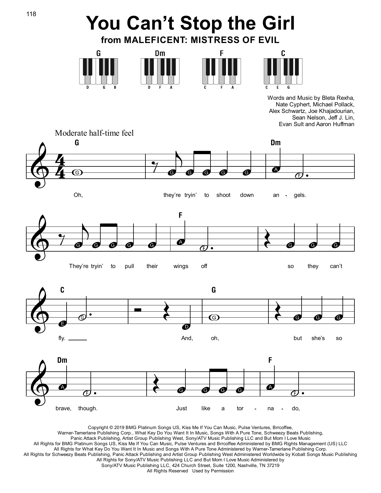 Bebe Rexha You Can't Stop The Girl sheet music notes and chords arranged for Super Easy Piano