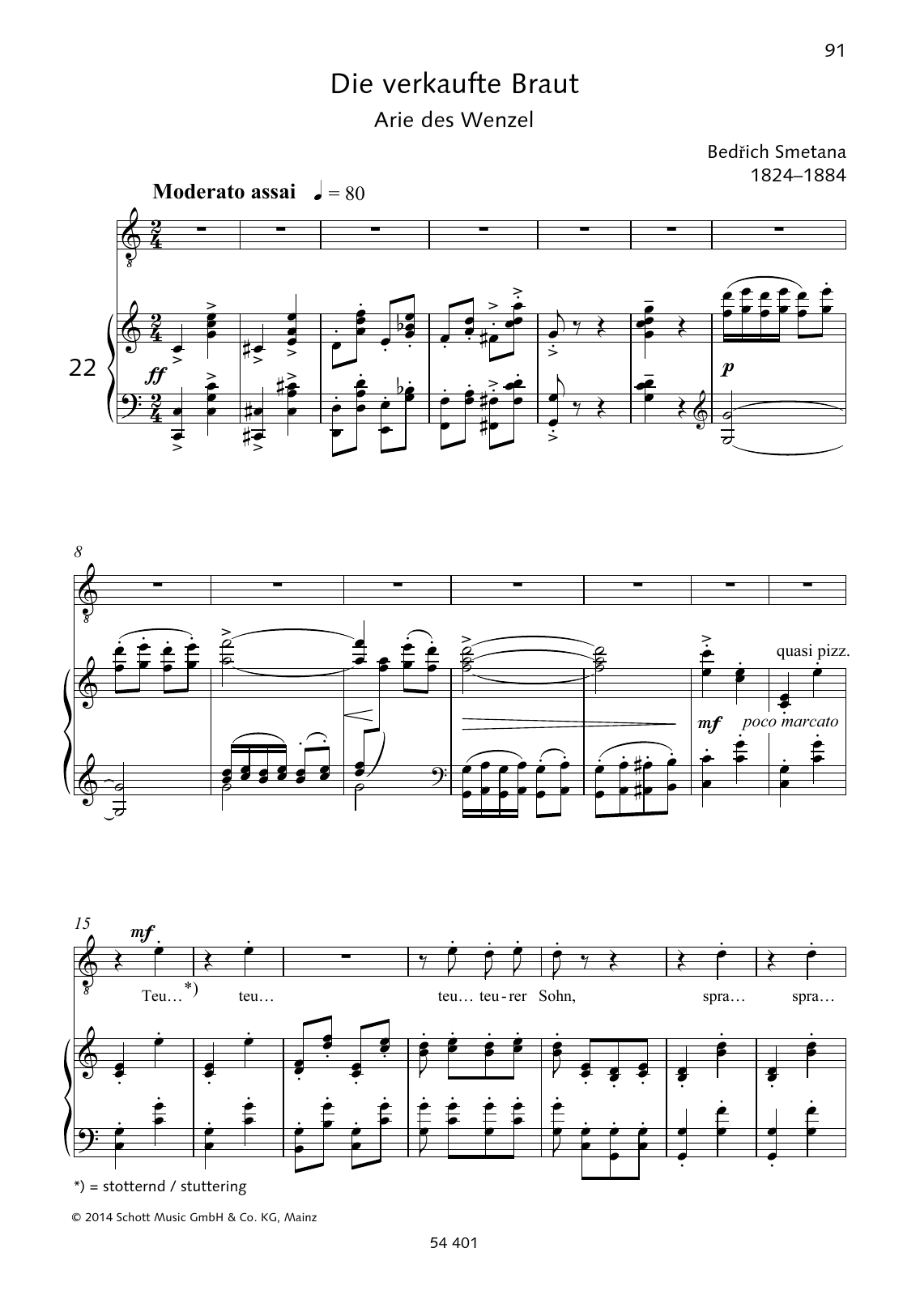 Bedrich Smetana Teu... teu... teu... teurer Sohn sheet music notes and chords arranged for Piano & Vocal