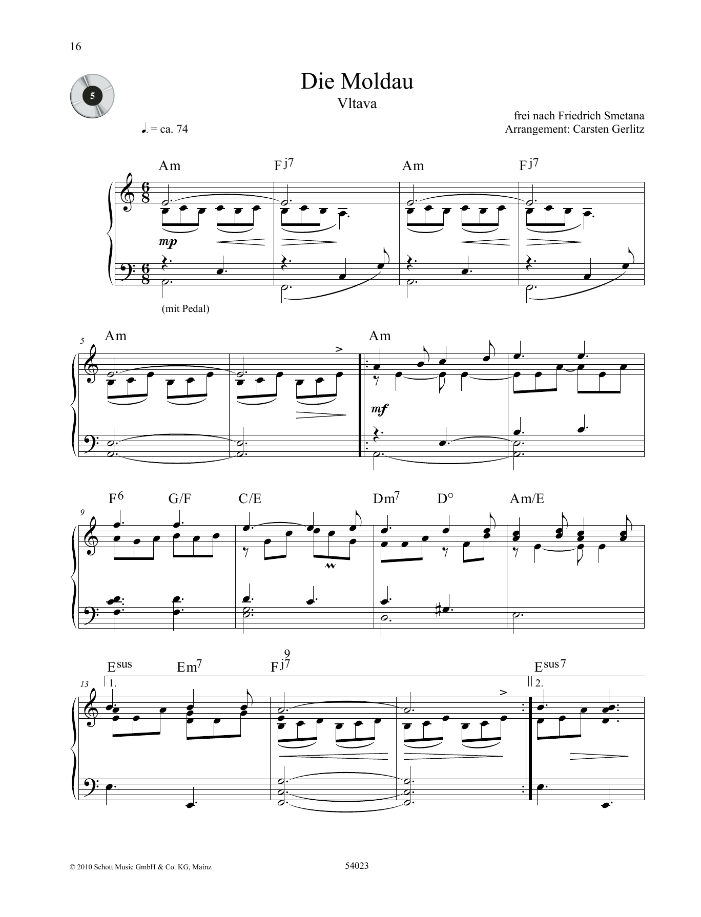 Bedrich Smetana Vltava sheet music notes and chords arranged for Piano Solo