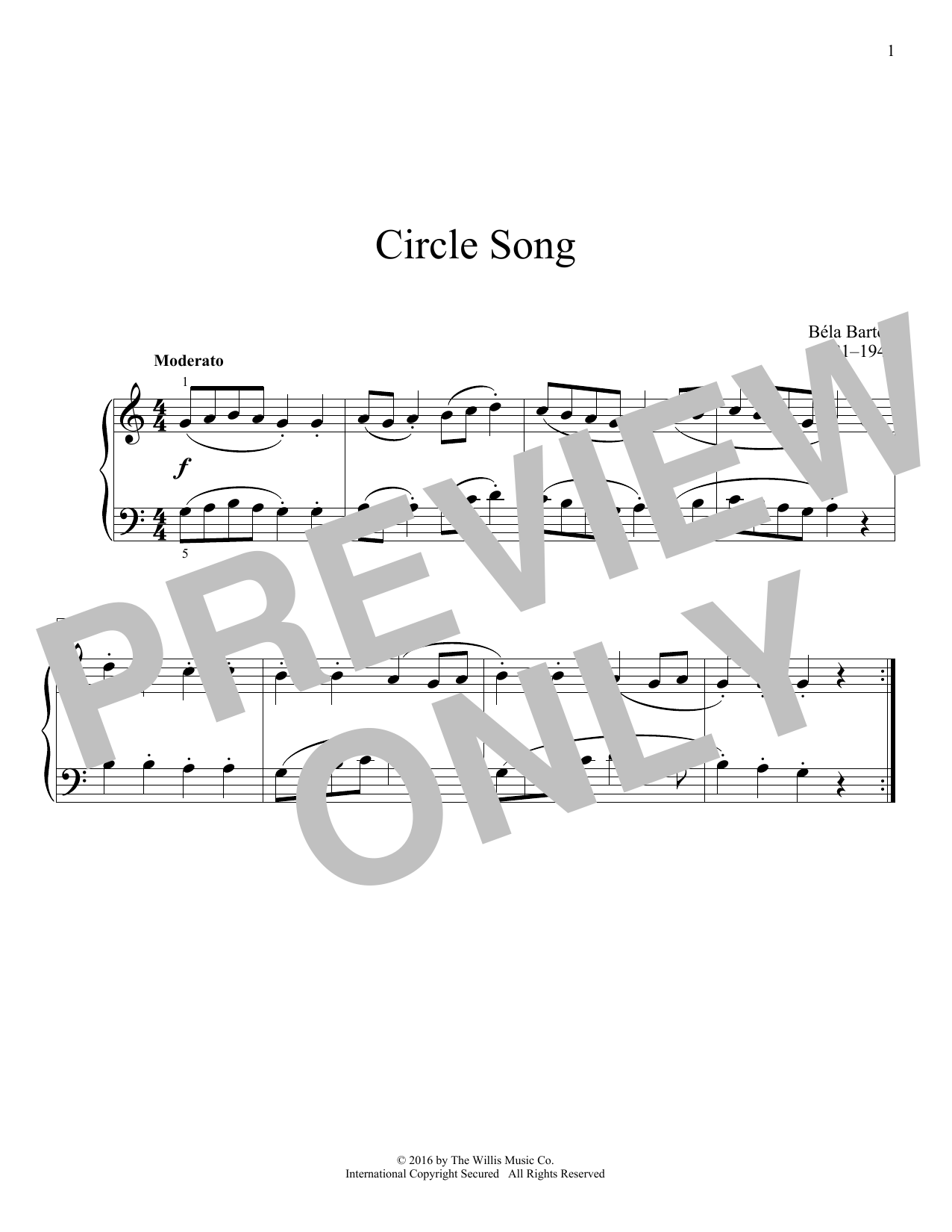 Bela Bartok Circle Song sheet music notes and chords arranged for Educational Piano