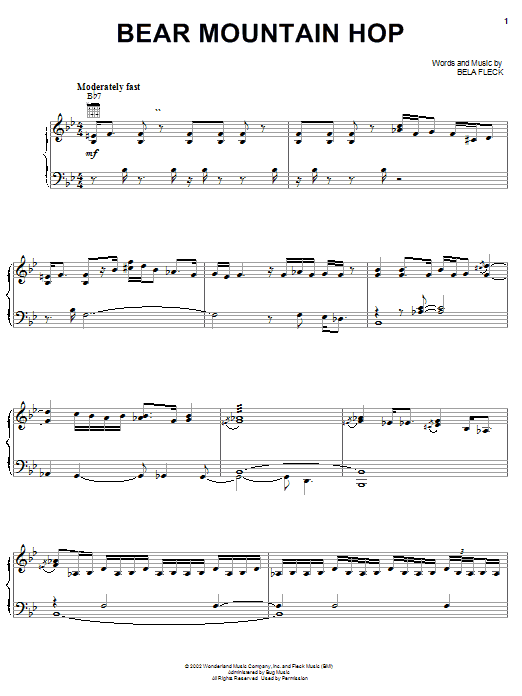 Bela Fleck Bear Mountain Hop sheet music notes and chords arranged for Piano, Vocal & Guitar Chords (Right-Hand Melody)
