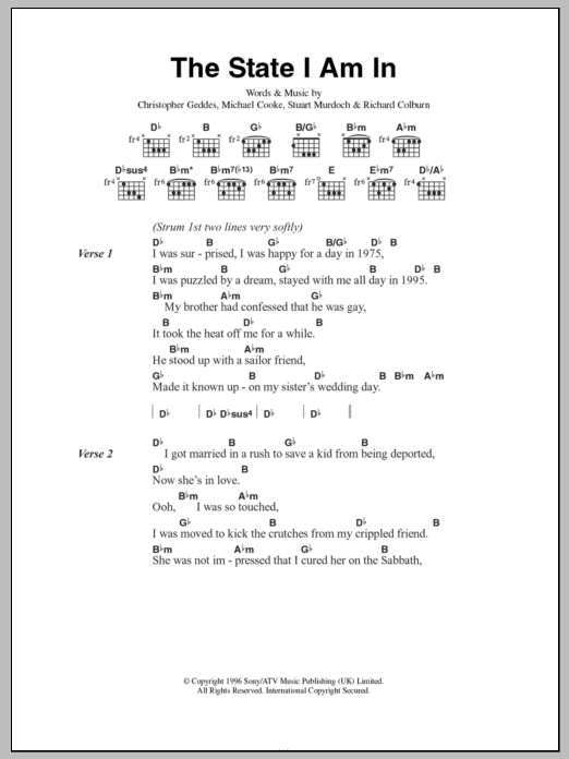 Belle & Sebastian The State I Am In sheet music notes and chords arranged for Guitar Chords/Lyrics