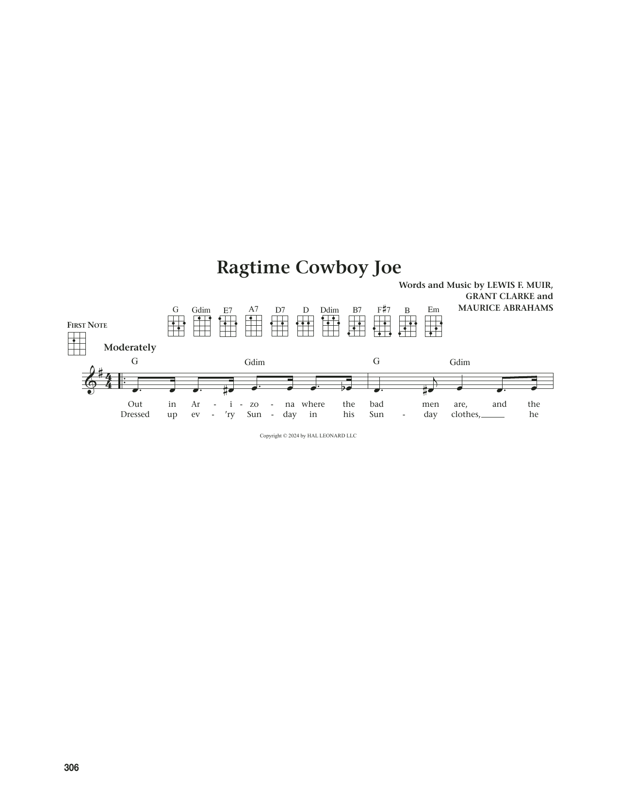 Belle Baker Ragtime Cowboy Joe (from The Daily Ukulele) (arr. Jim Beloff) sheet music notes and chords arranged for Ukulele