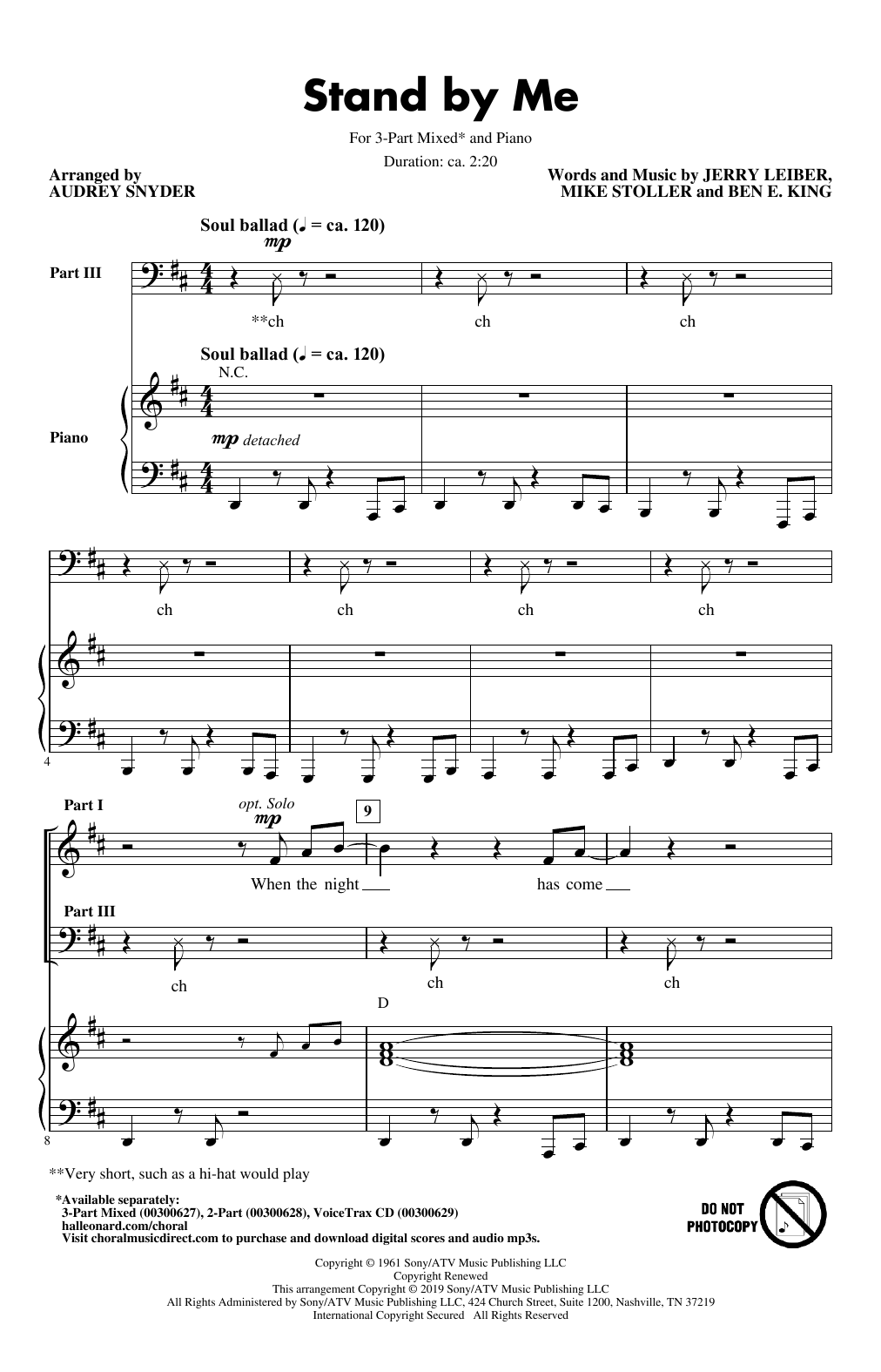 Ben E. King Stand By Me (arr. Audrey Snyder) sheet music notes and chords arranged for 2-Part Choir