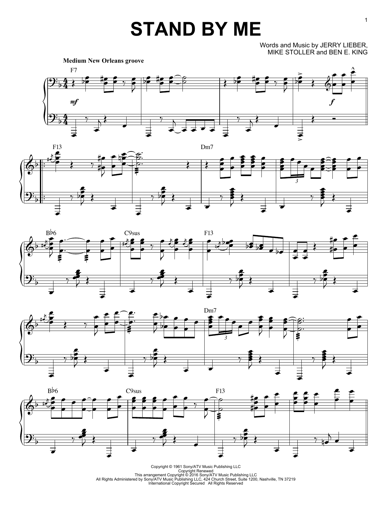 Ben E. King Stand By Me [Jazz version] (arr. Brent Edstrom) sheet music notes and chords arranged for Piano Solo