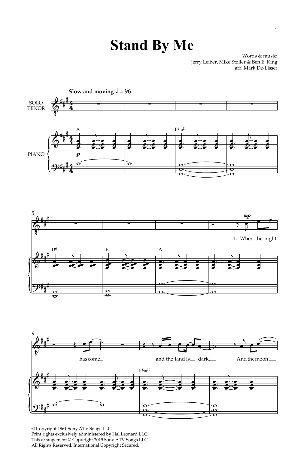 Ben E. King Stand By Me (Royal Wedding Version) (arr. Mark De-Lisser) sheet music notes and chords arranged for SATB Choir