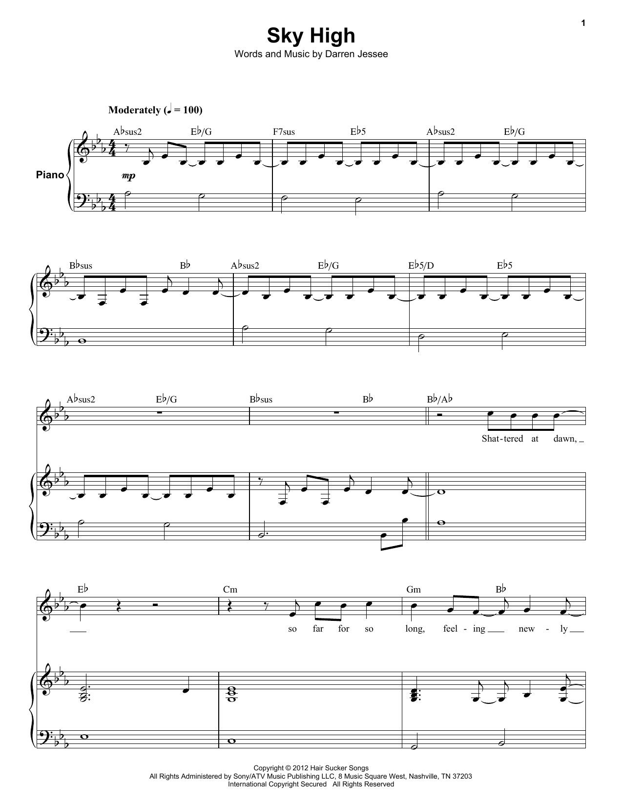 Ben Folds Five Sky High sheet music notes and chords arranged for Keyboard Transcription