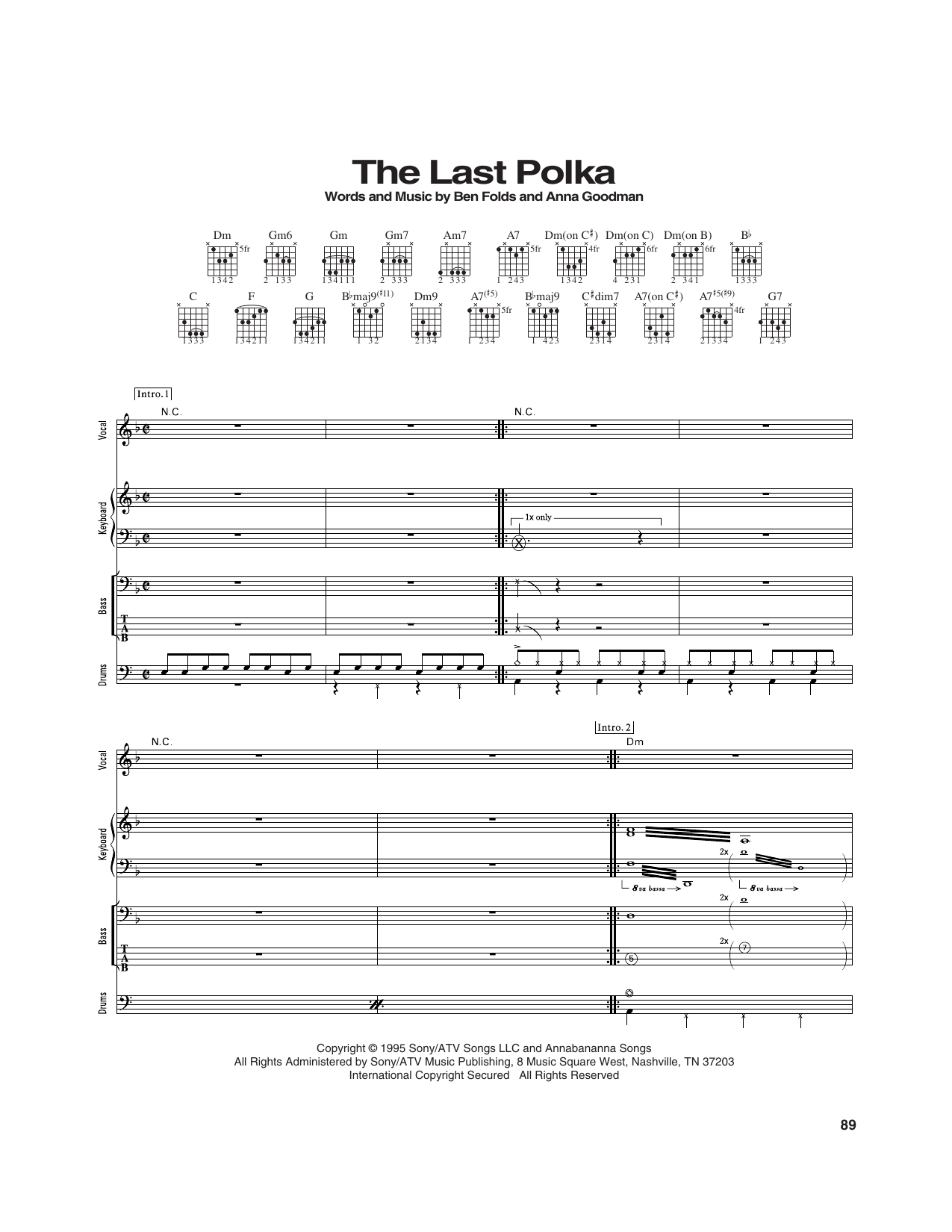 Ben Folds Five The Last Polka sheet music notes and chords arranged for Transcribed Score