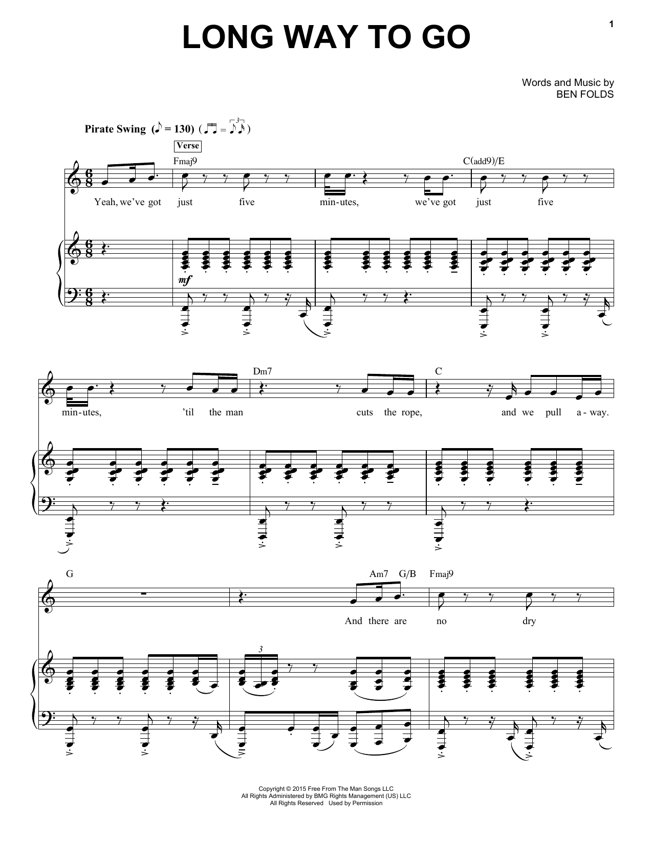 Ben Folds Long Way To Go sheet music notes and chords arranged for Piano & Vocal