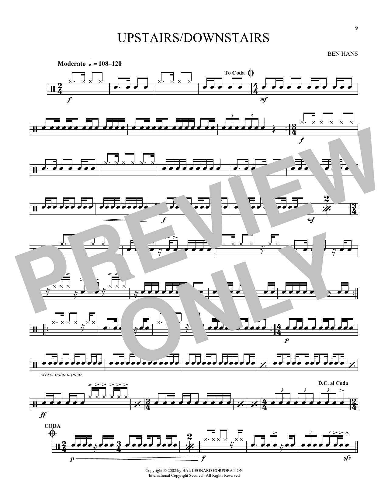 Ben Hans Upstairs/Downstairs sheet music notes and chords arranged for Snare Drum Solo