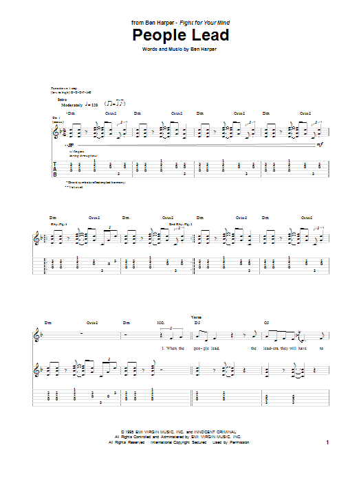 Ben Harper People Lead sheet music notes and chords arranged for Guitar Tab