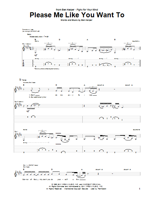 Ben Harper Please Me Like You Want To sheet music notes and chords arranged for Guitar Tab