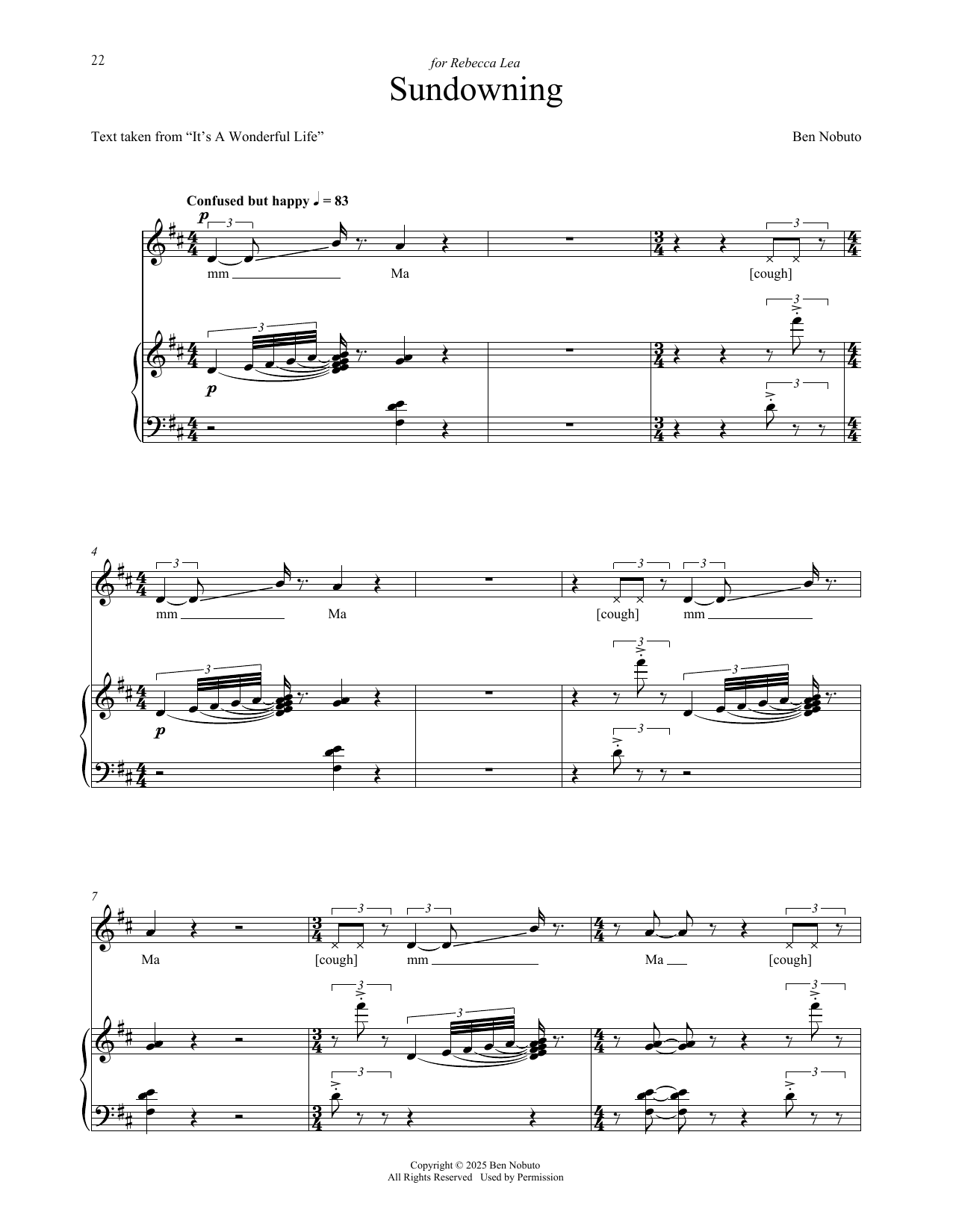 Ben Nobuto Sundowning sheet music notes and chords arranged for Piano & Vocal