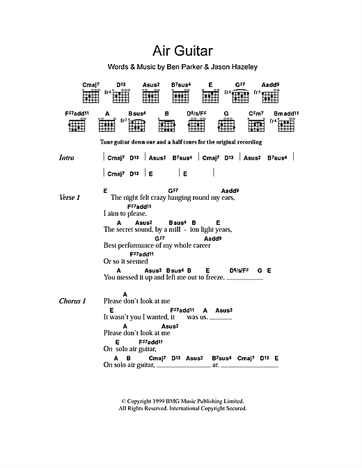 Ben & Jason Air Guitar sheet music notes and chords arranged for Guitar Chords/Lyrics