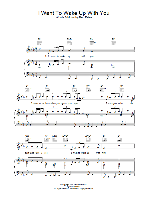 Ben Peters I Want To Wake Up With You sheet music notes and chords. Download Printable PDF.