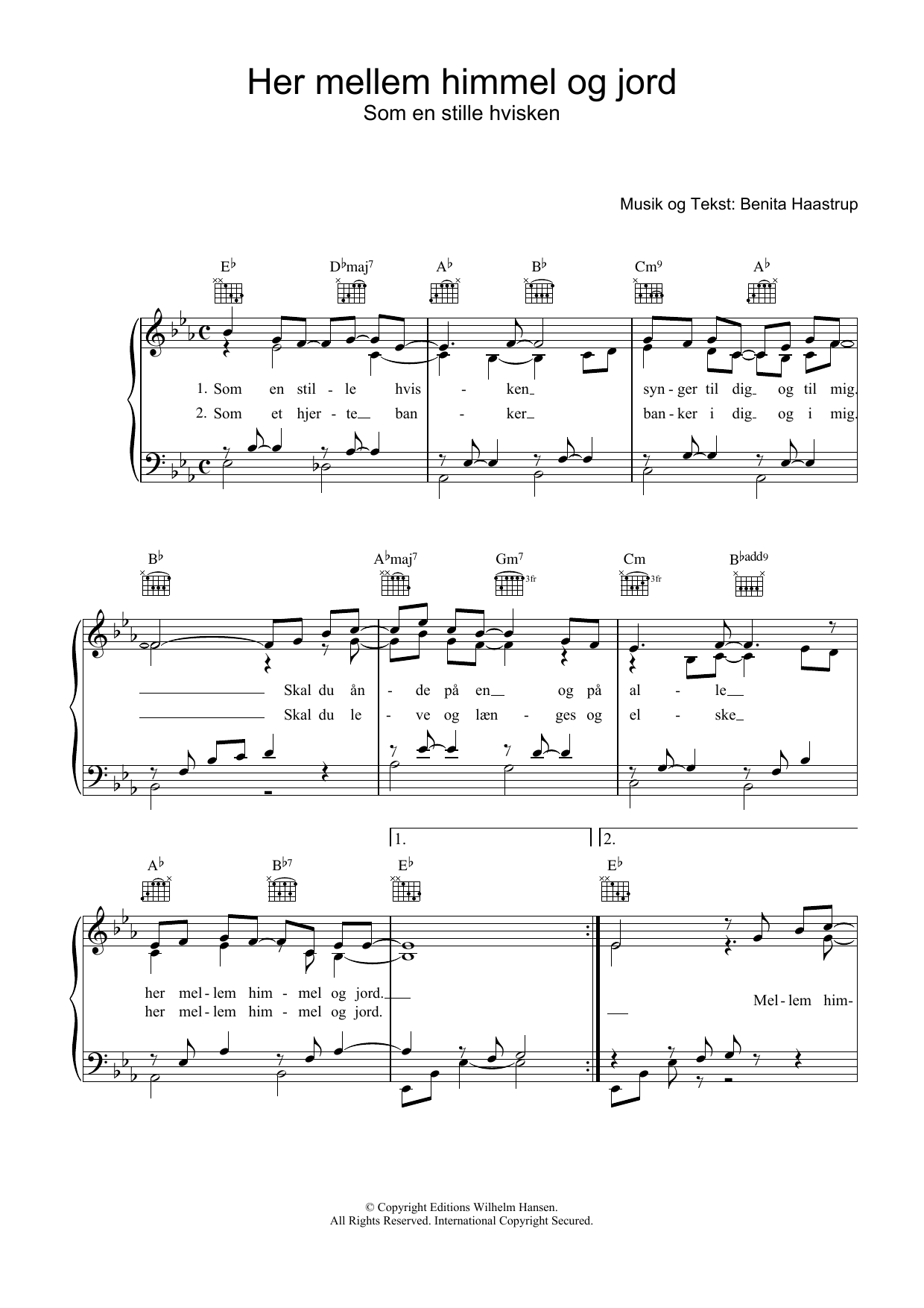 Benita Haastrup Her Mellem Himmel Og Jord sheet music notes and chords. Download Printable PDF.