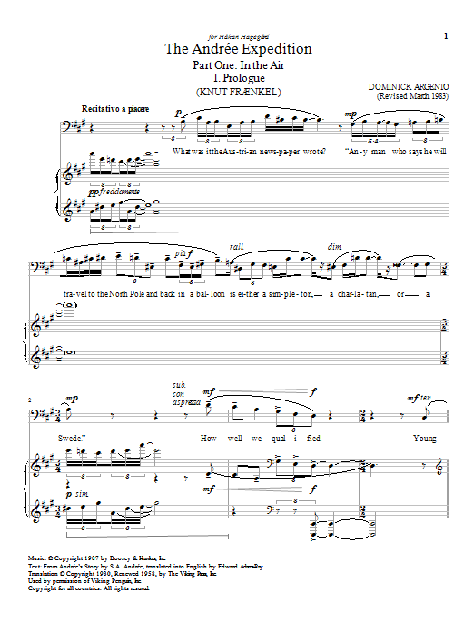 Benjamin Britten The Andrée Expedition sheet music notes and chords arranged for Piano & Vocal