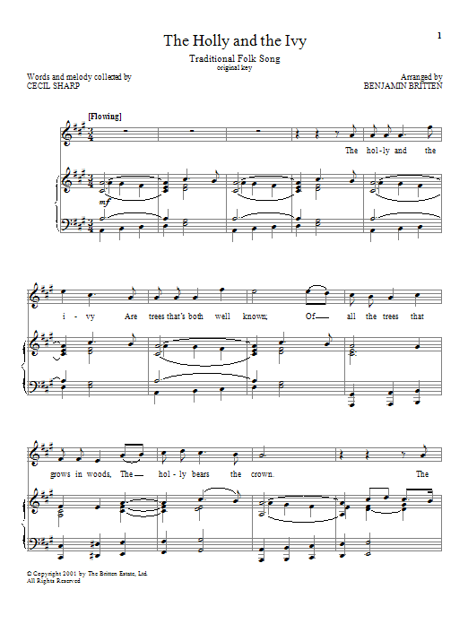 Benjamin Britten The Holly And The Ivy sheet music notes and chords arranged for SATB Choir