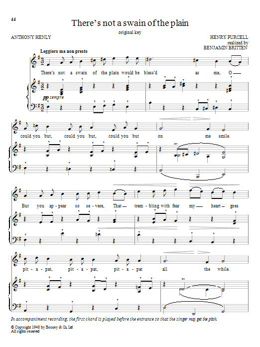 Benjamin Britten There's Not A Swain Of The Plain sheet music notes and chords arranged for Piano & Vocal