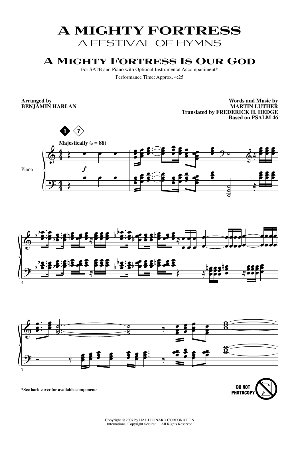 Benjamin Harlan A Mighty Fortress A Festival Of Hymns sheet music notes and chords arranged for SATB Choir