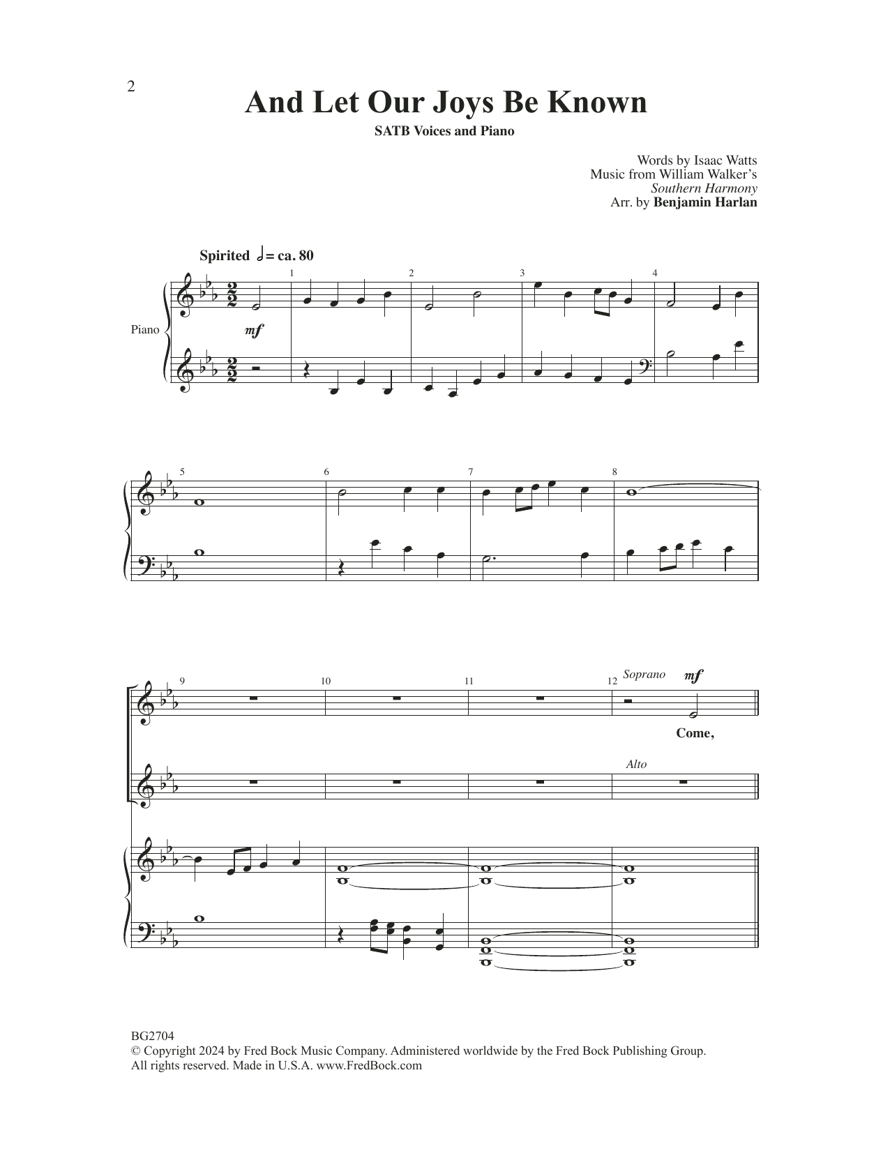 Benjamin Harlan And Let Our Joys Be Known sheet music notes and chords arranged for SATB Choir