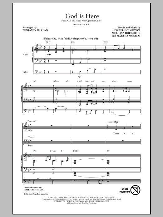 Benjamin Harlan God Is Here sheet music notes and chords arranged for SATB Choir
