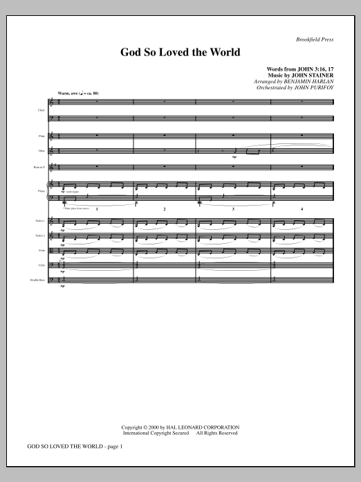 Benjamin Harlan God So Loved The World Chamber Orchestra - Full Score sheet music notes and chords arranged for Choir Instrumental Pak