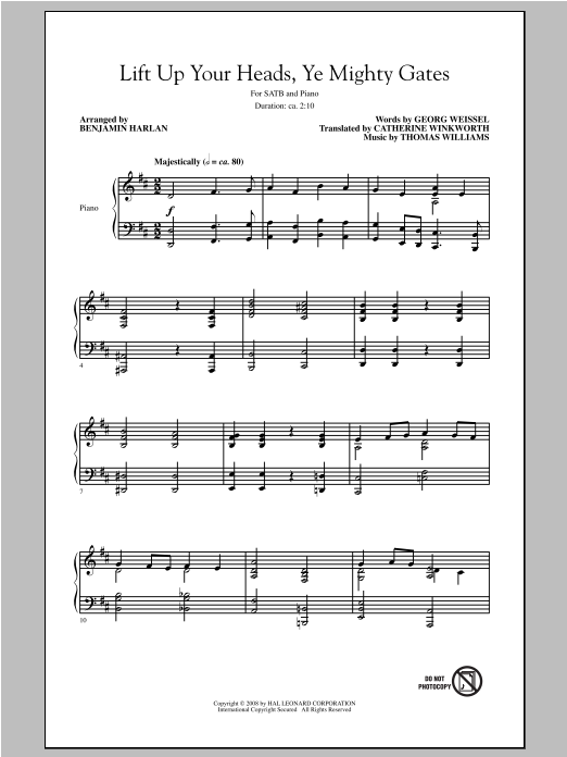 Benjamin Harlan Lift Up Your Heads, Ye Mighty Gates sheet music notes and chords arranged for SATB Choir