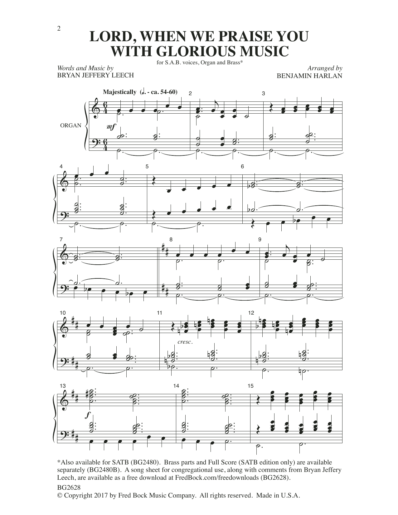 Benjamin Harlan Lord, When We Praise You with Glorious Music sheet music notes and chords arranged for SAB Choir