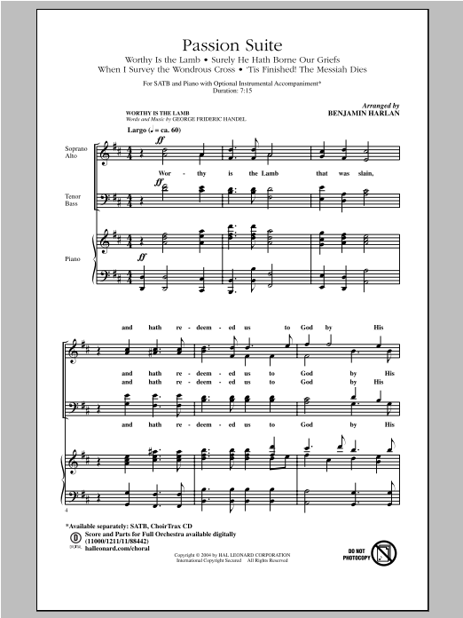 Benjamin Harlan Passion Suite sheet music notes and chords arranged for SATB Choir