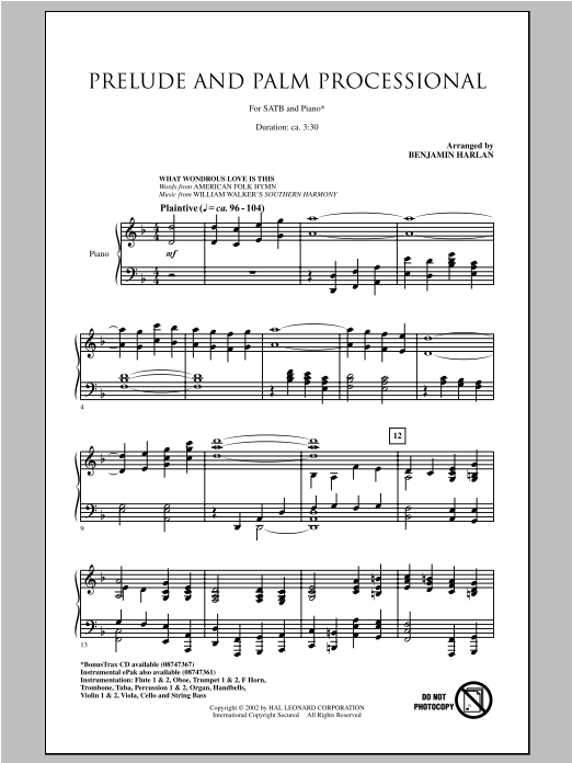 Benjamin Harlan Prelude And Palm Processional sheet music notes and chords arranged for SATB Choir