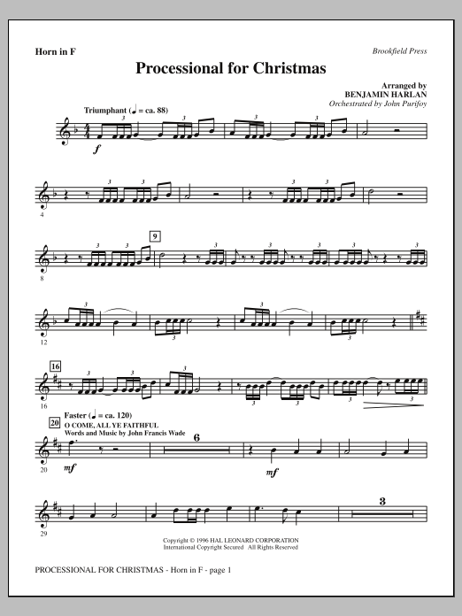 Benjamin Harlan Processional For Christmas - F Horn sheet music notes and chords arranged for Choir Instrumental Pak