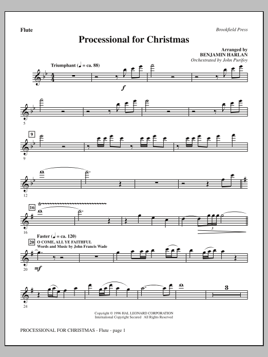 Benjamin Harlan Processional For Christmas - Flute sheet music notes and chords arranged for Choir Instrumental Pak