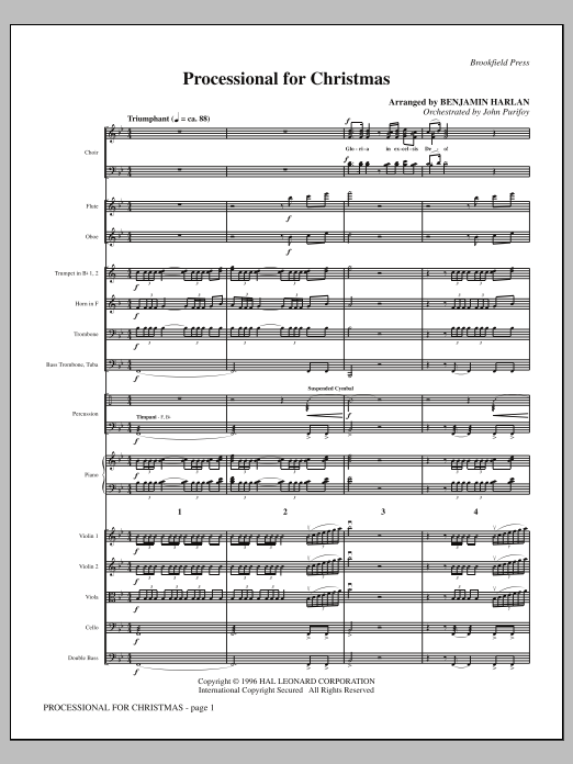 Benjamin Harlan Processional For Christmas - Full Score sheet music notes and chords arranged for Choir Instrumental Pak