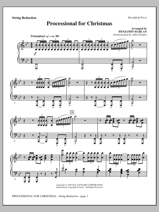 Benjamin Harlan Processional For Christmas - Keyboard String Reduction sheet music notes and chords arranged for Choir Instrumental Pak