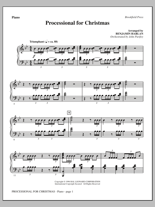 Benjamin Harlan Processional For Christmas - Piano sheet music notes and chords arranged for Choir Instrumental Pak