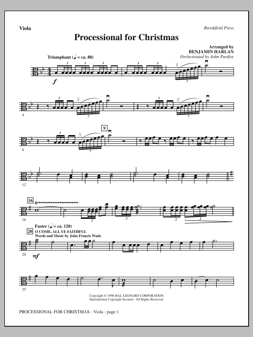 Benjamin Harlan Processional For Christmas - Viola sheet music notes and chords arranged for Choir Instrumental Pak