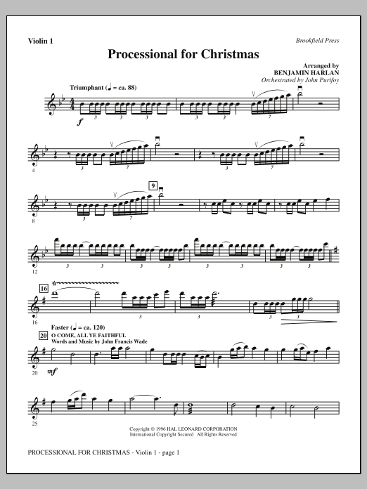 Benjamin Harlan Processional For Christmas - Violin 1 sheet music notes and chords arranged for Choir Instrumental Pak