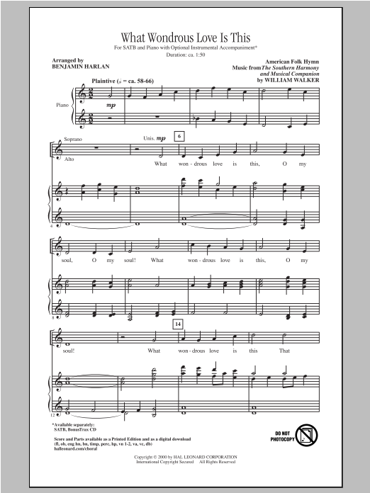 Benjamin Harlan What Wondrous Love Is This sheet music notes and chords arranged for SATB Choir