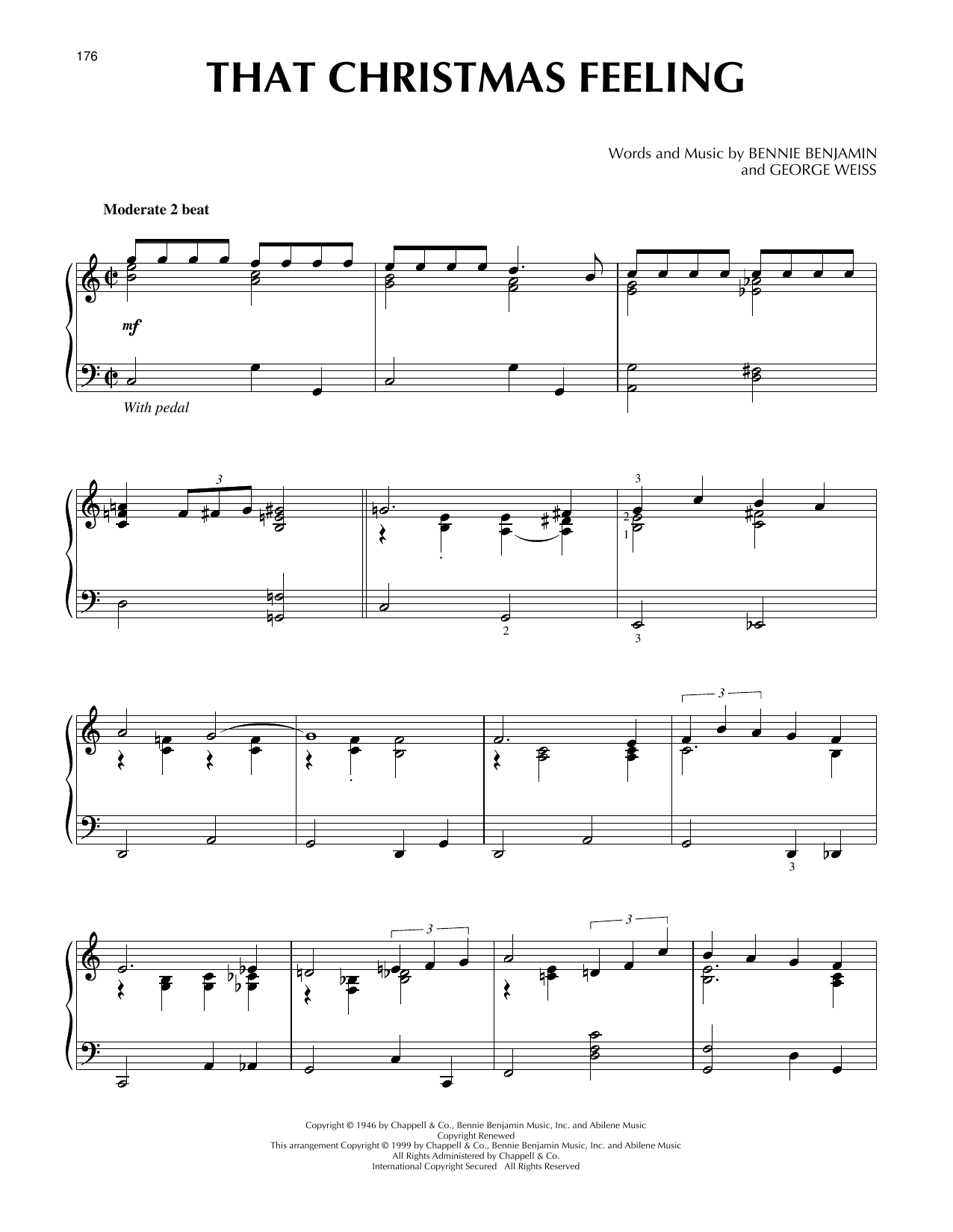 Bennie Benjamin That Christmas Feeling sheet music notes and chords arranged for Piano Solo
