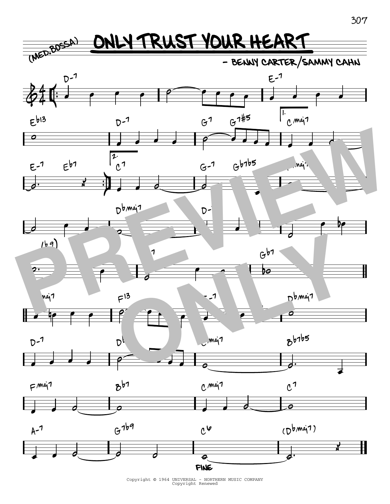 Benny Carter Only Trust Your Heart [Reharmonized version] (arr. Jack Grassel) sheet music notes and chords arranged for Real Book – Melody & Chords