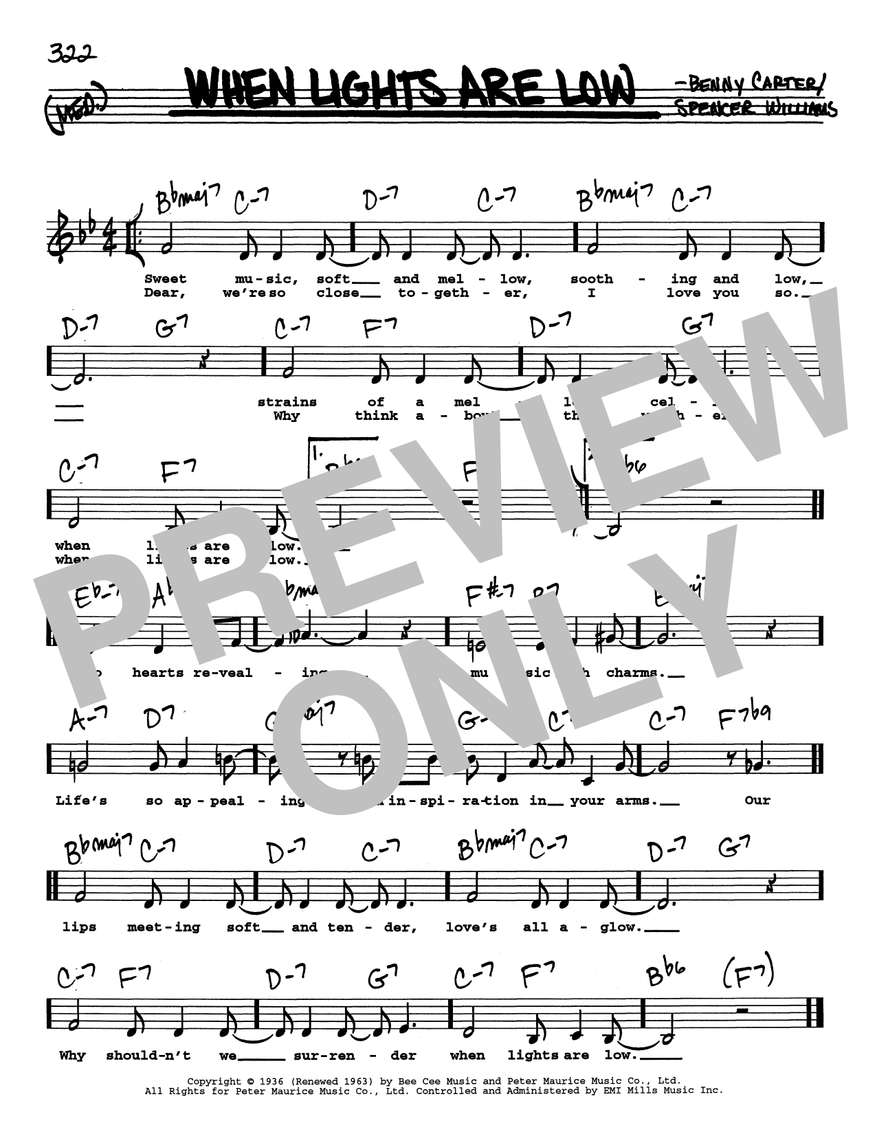Benny Carter When Lights Are Low (Low Voice) sheet music notes and chords arranged for Real Book – Melody, Lyrics & Chords