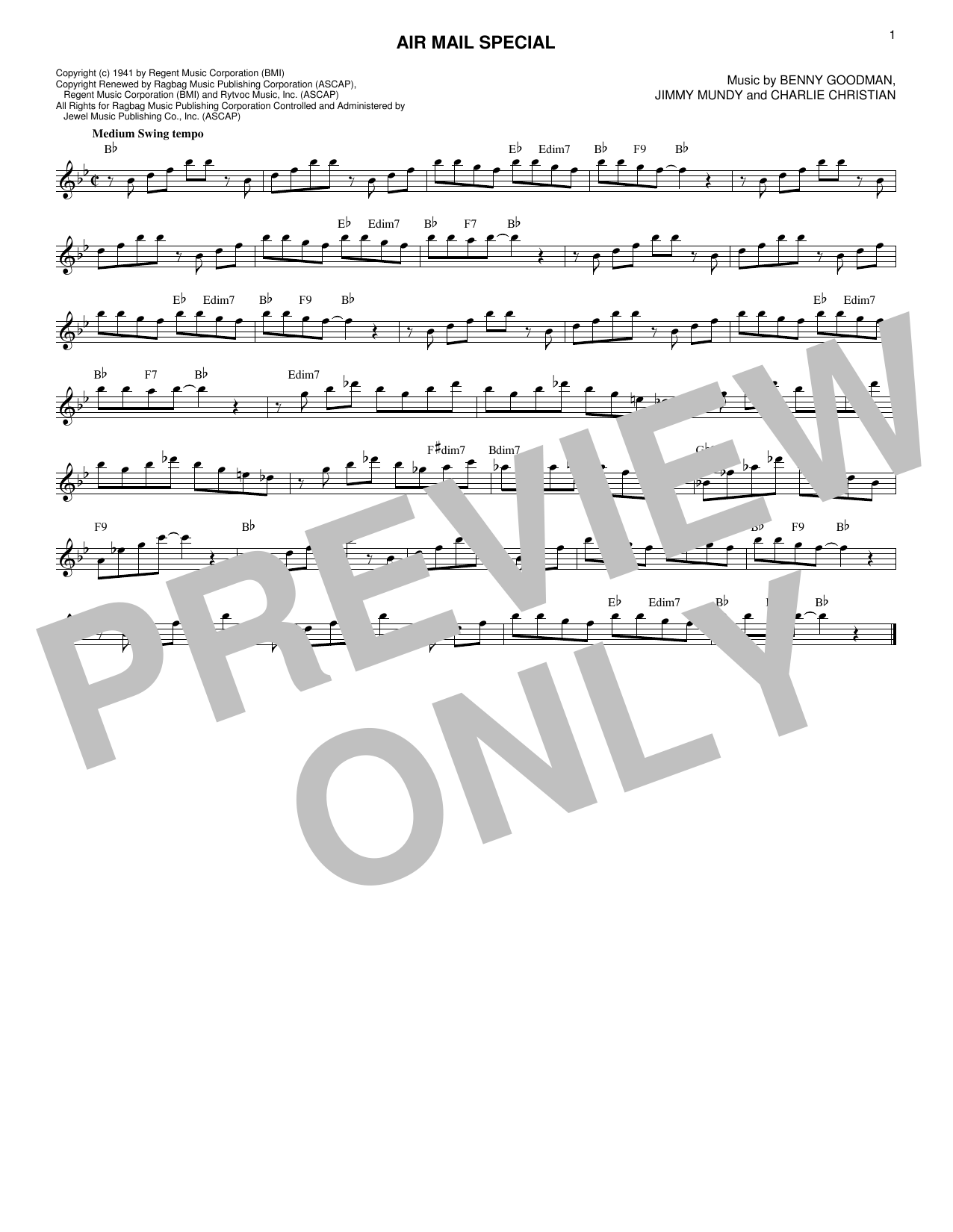 Benny Goodman & His Orchestra Air Mail Special sheet music notes and chords arranged for Lead Sheet / Fake Book