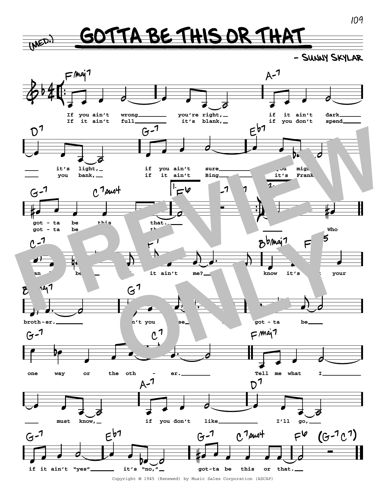Benny Goodman and His Orchestra Gotta Be This Or That (Low Voice) sheet music notes and chords arranged for Real Book – Melody, Lyrics & Chords